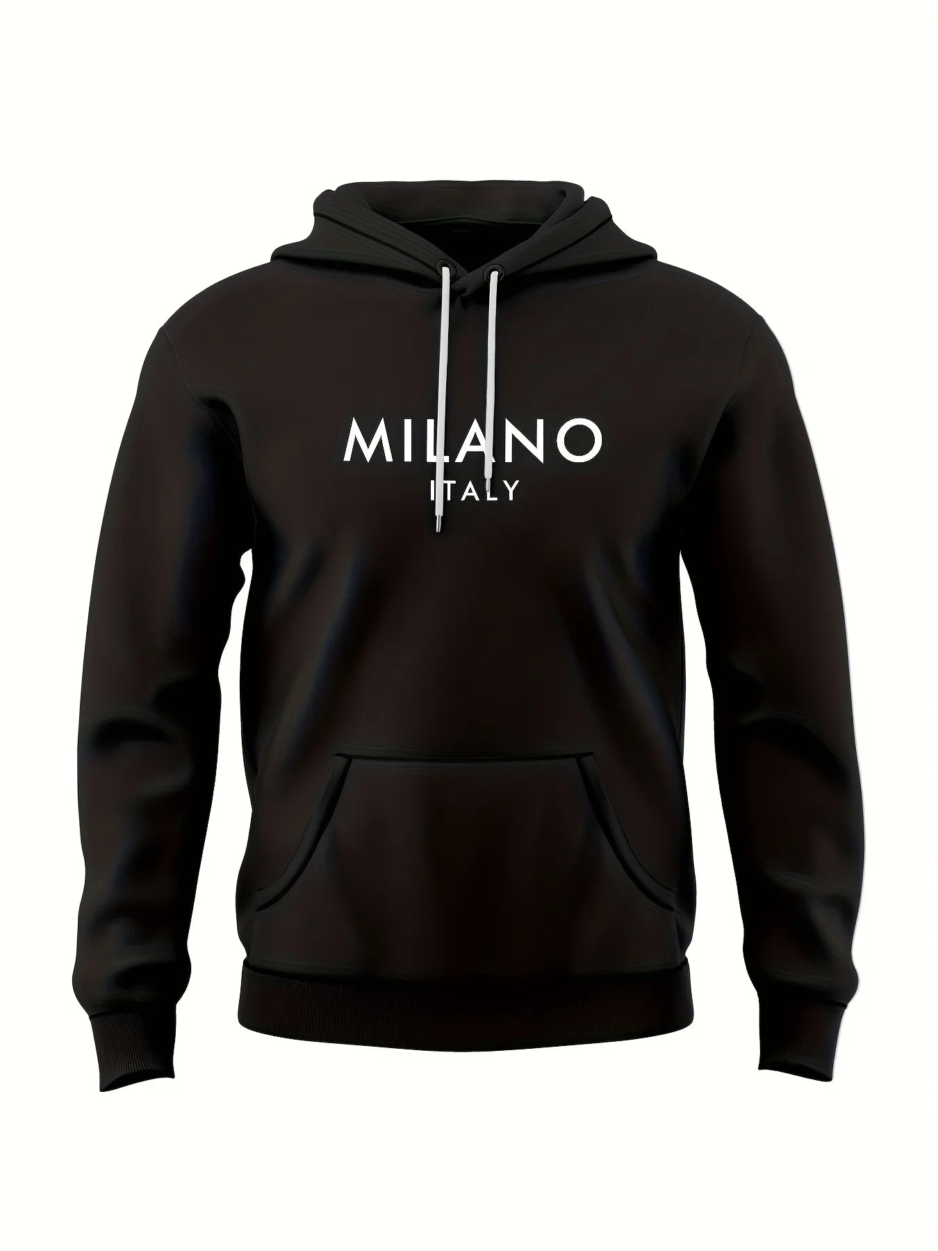 Men's Autumn/Winter Casual Warm MILANO ITALY Letter Printed Loose Thick Velvet Sports Hoodie+Sweatpants Set