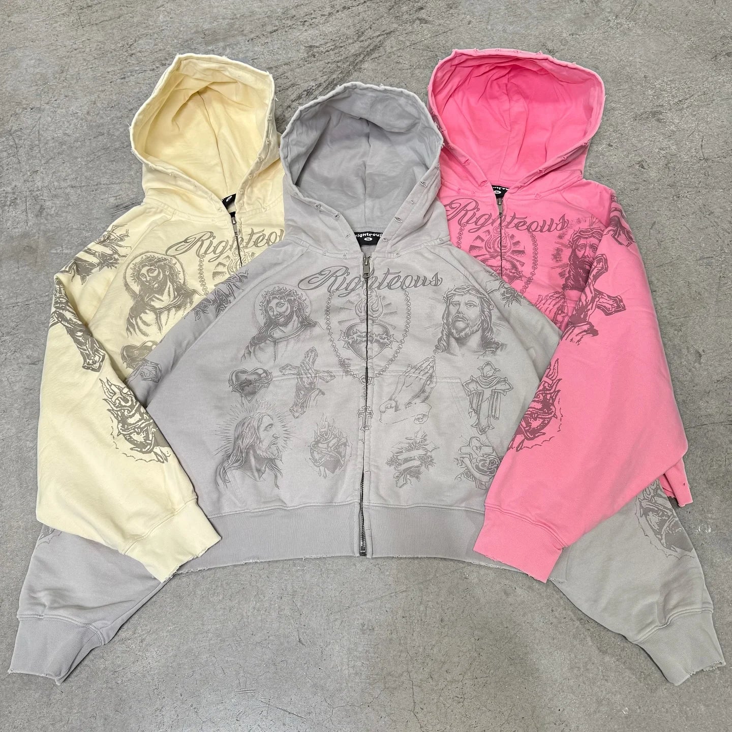 Tatted Believer Cropped Zip Up Sweatshirt and Sweatpants 2-piece Set Y2k Harajuku Men Women Tracksuit Hoodie Running Pants Suit