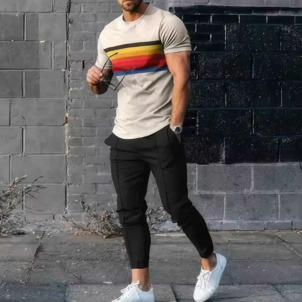 New men's basketball sports suit jogging set 3D printed Qeen summer hot selling retro casual short sleeved T-shirt+pants 2-piece