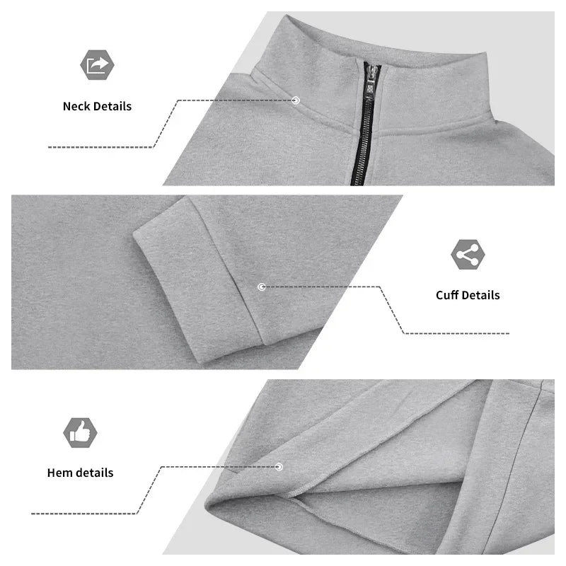 Men's Long-Sleeved Fleece Sweatshirt Suit Stand-up Collar Zipper American Men's Clothing Autumn Winter New 1/2pieces