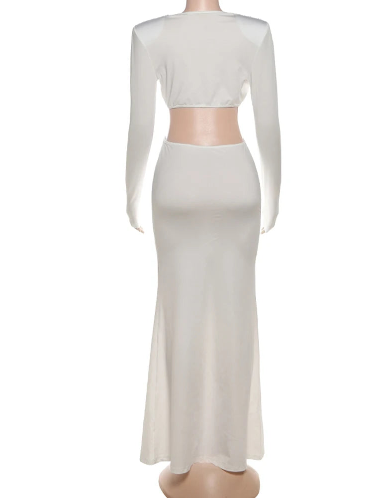 Weird Puss Waistless Elegant Dress Women Classic Full Sleeve Padded Bra Deep v-Neck Metal Buckle Hipster Simple Skinny Vestidos