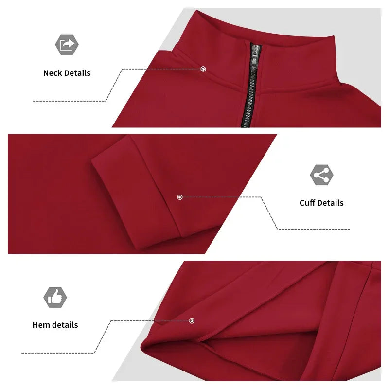 Men's Long-Sleeved Fleece Sweatshirt Suit Stand-up Collar Zipper American Men's Clothing Autumn Winter New 1/2pieces