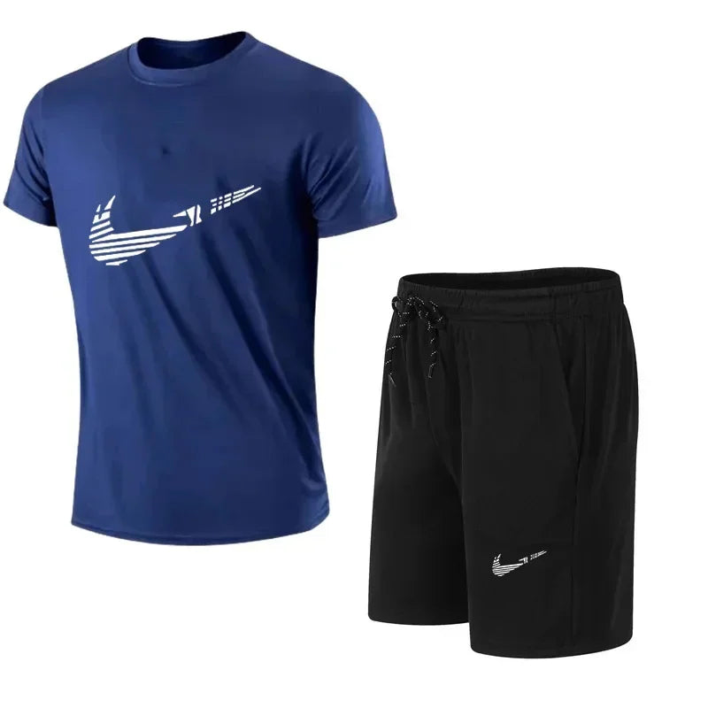 2025 Summer Fashion Men's Tracksuit T-shirt Shorts Set Leisure Short Sleeve Set Jogging Gym Suit Brand Clothing