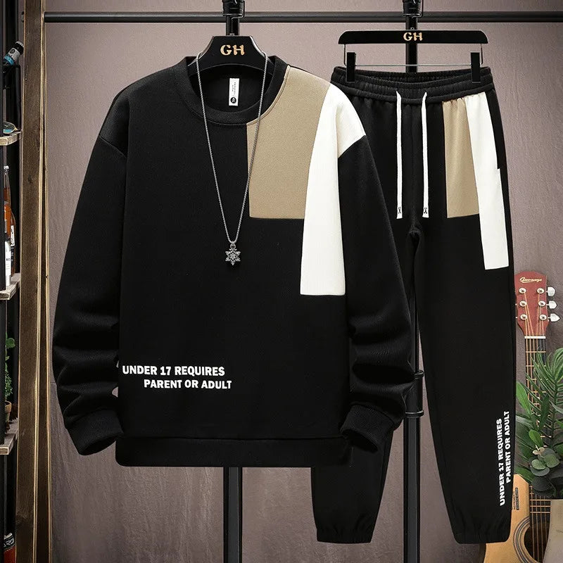 Men Loose Tracksuit Set M-8XL Sweatshirt Sweatpants 2 Piece Sets Korean Style Top Sports Pants Suits Clothes for Men 2025