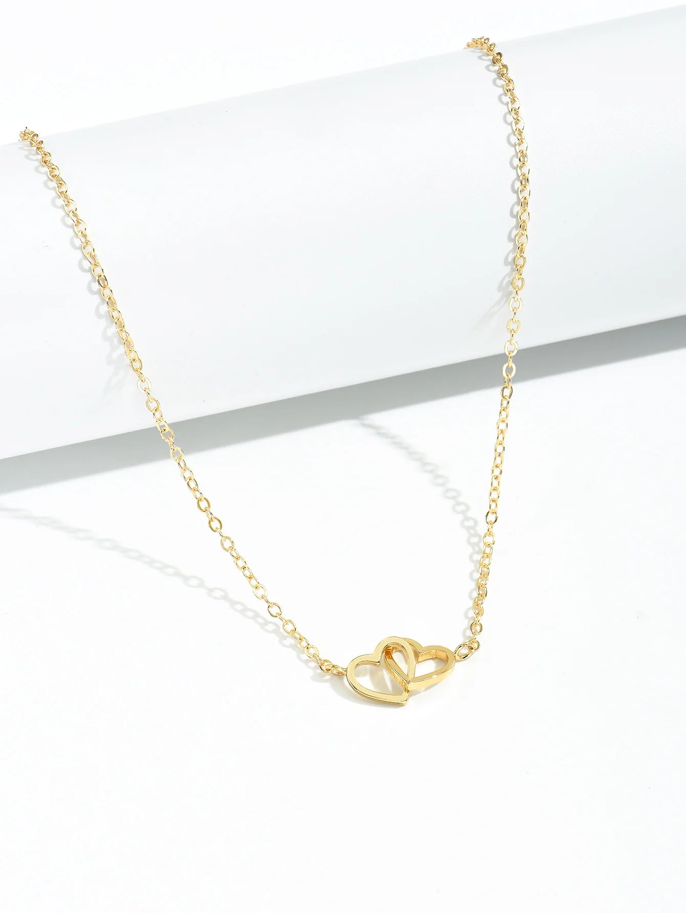 Tiny Cute Double Hollow Heart Chain Necklace Women Fashion Love Necklace Valentine's Day Jewelry for Women