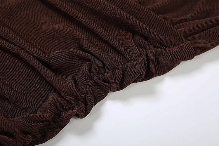 Sisterlinda Folds Maxi Dress Women o-Neck Full Sleeve Solid Banquet Elegant Vacation Fashion Autumn Skinny Casual Simple Vestido