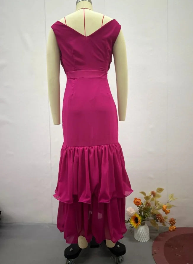 Sweet Wind Women's Dress Dress Solid Color High Waist Slim Sleeveless Elegant Temperament Commuting Summer New Products