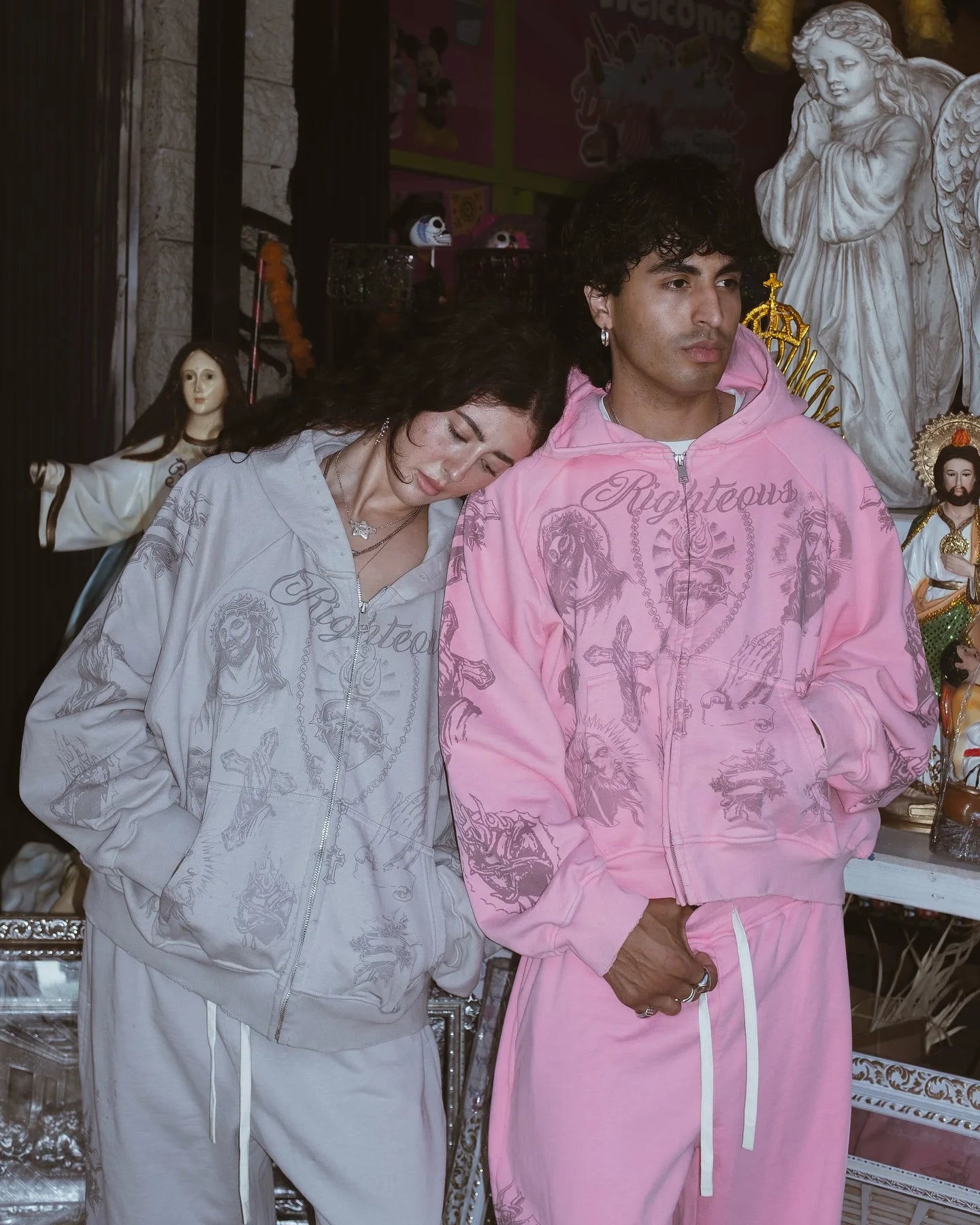 Tatted Believer Cropped Zip Up Sweatshirt and Sweatpants 2-piece Set Y2k Harajuku Men Women Tracksuit Hoodie Running Pants Suit