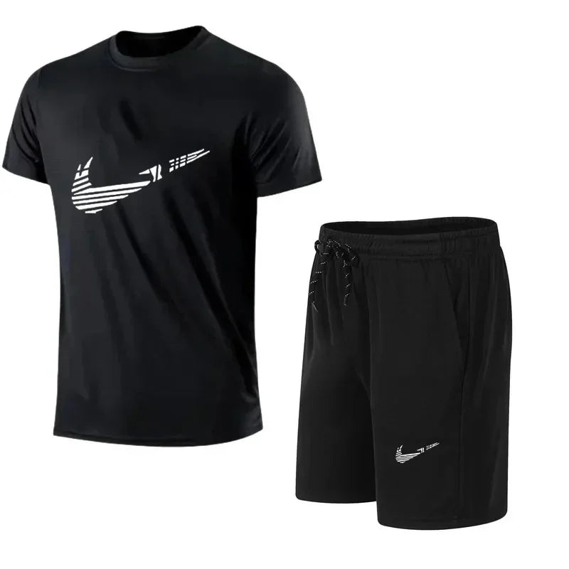 2025 Summer Fashion Men's Tracksuit T-shirt Shorts Set Leisure Short Sleeve Set Jogging Gym Suit Brand Clothing