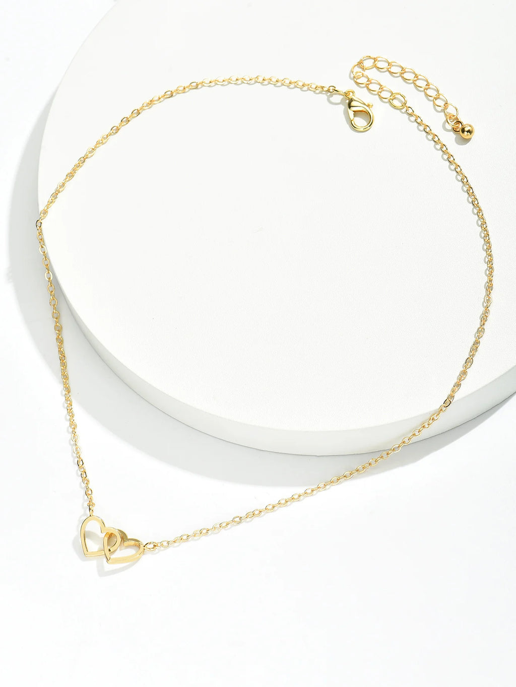 Tiny Cute Double Hollow Heart Chain Necklace Women Fashion Love Necklace Valentine's Day Jewelry for Women