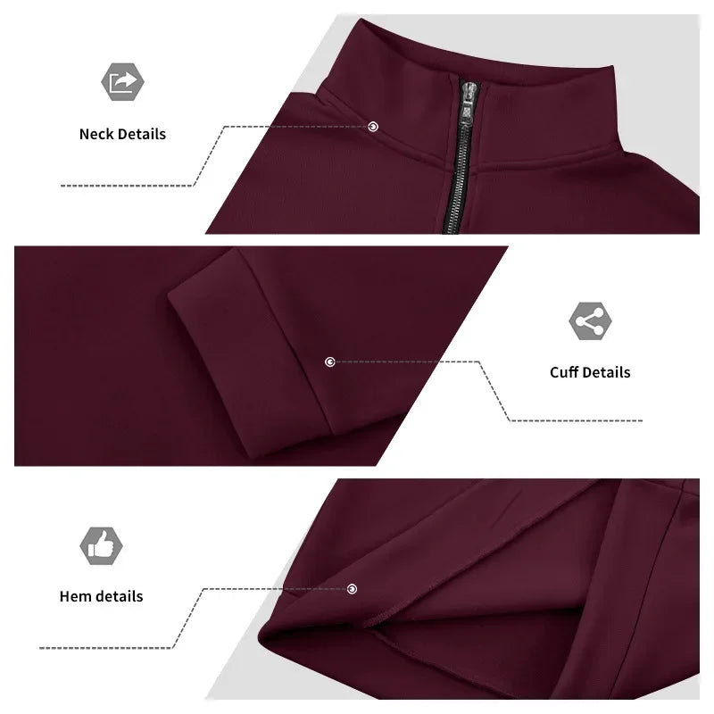 Men's Long-Sleeved Fleece Sweatshirt Suit Stand-up Collar Zipper American Men's Clothing Autumn Winter New 1/2pieces