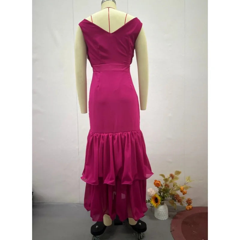 Sweet Wind Women's Dress Dress Solid Color High Waist Slim Sleeveless Elegant Temperament Commuting Summer New Products