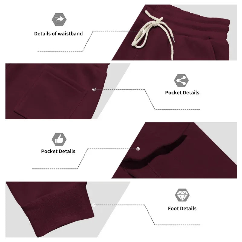 Men's Long-Sleeved Fleece Sweatshirt Suit Stand-up Collar Zipper American Men's Clothing Autumn Winter New 1/2pieces