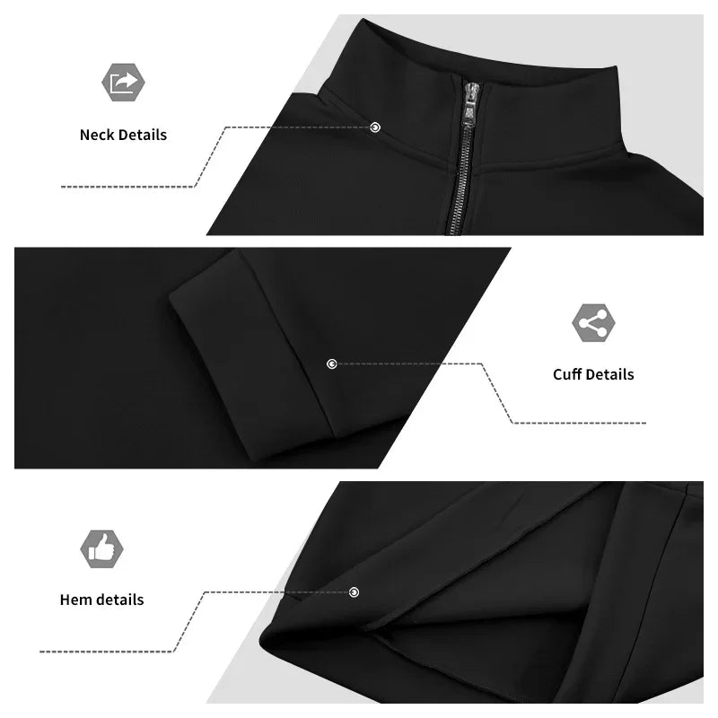 Men's Long-Sleeved Fleece Sweatshirt Suit Stand-up Collar Zipper American Men's Clothing Autumn Winter New 1/2pieces