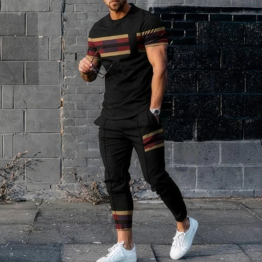 New men's basketball sports suit jogging set 3D printed Qeen summer hot selling retro casual short sleeved T-shirt+pants 2-piece
