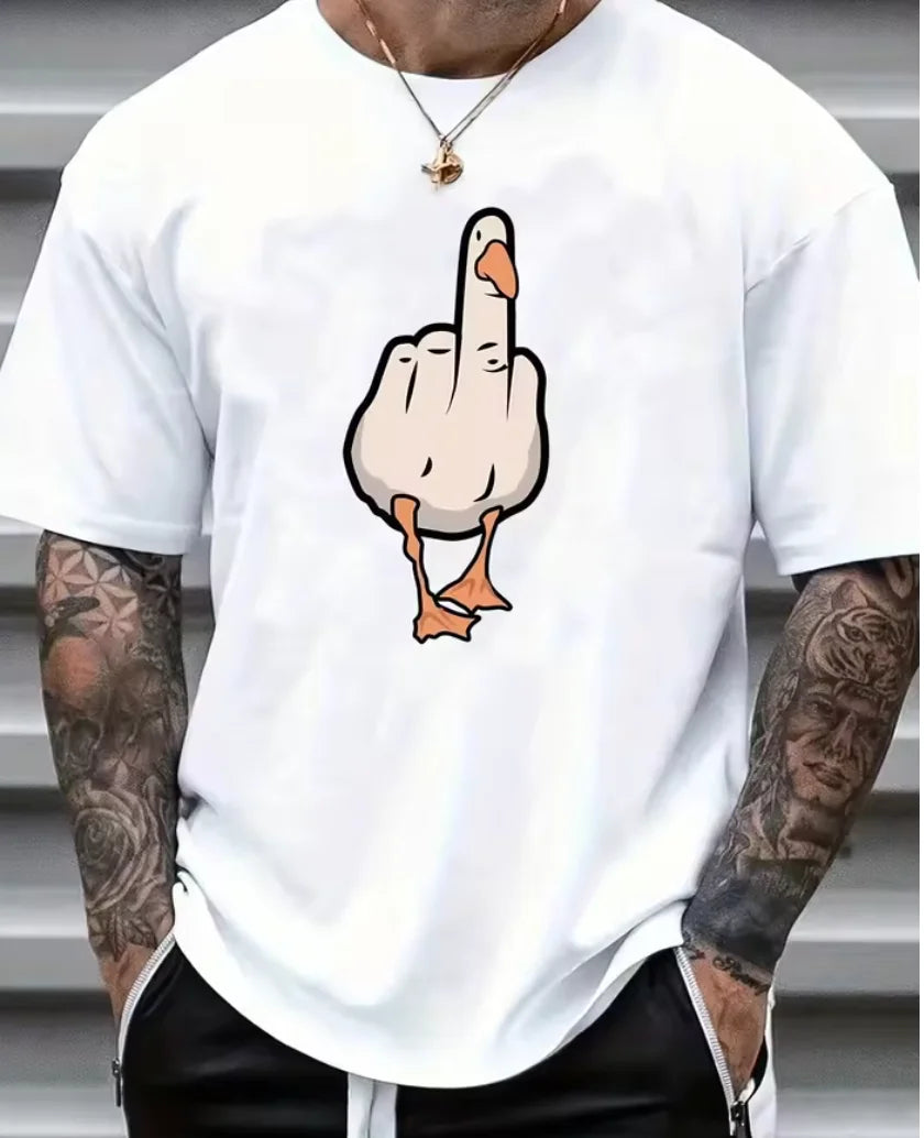 Men's Summer 100% Cotton High Quality Fashionable Casual Sports Loose Fun Pattern Printed Round Neck Short Sleeve T-shirt Top