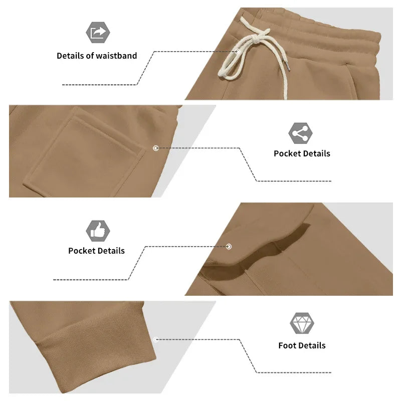 Men's Long-Sleeved Fleece Sweatshirt Suit Stand-up Collar Zipper American Men's Clothing Autumn Winter New 1/2pieces