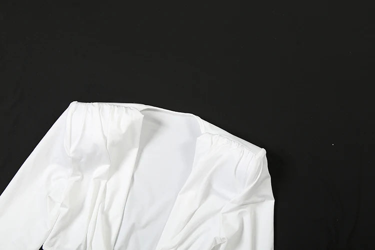 Weird Puss Waistless Elegant Dress Women Classic Full Sleeve Padded Bra Deep v-Neck Metal Buckle Hipster Simple Skinny Vestidos