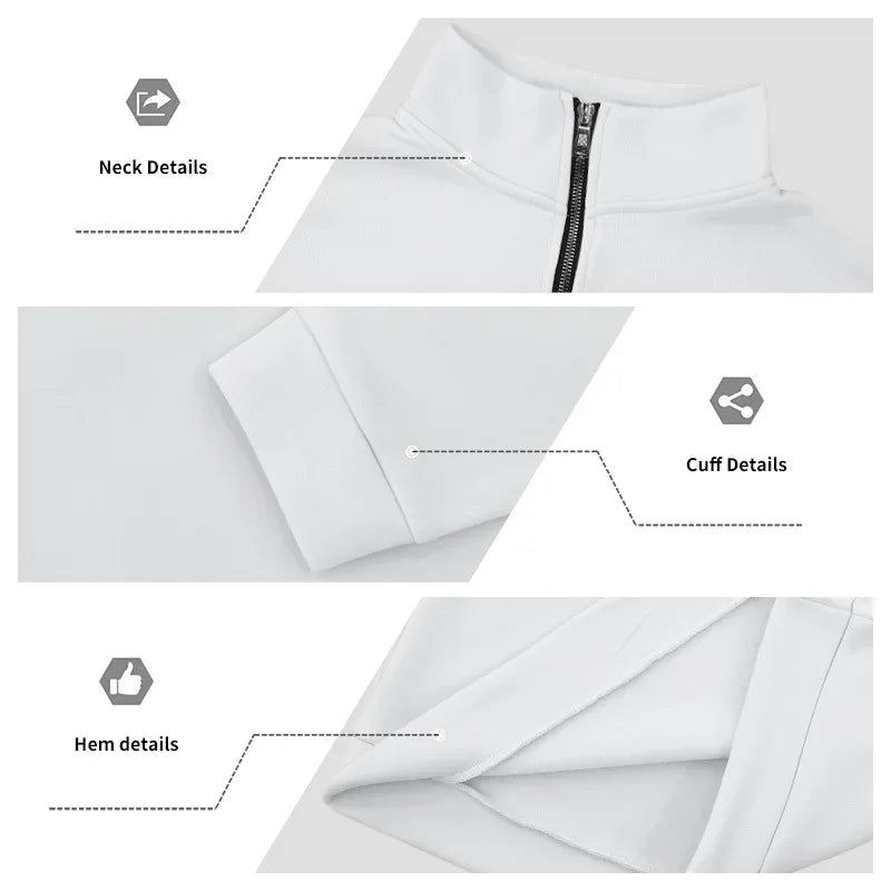 Men's Long-Sleeved Fleece Sweatshirt Suit Stand-up Collar Zipper American Men's Clothing Autumn Winter New 1/2pieces