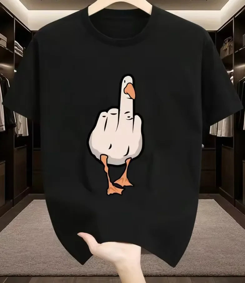 Men's Summer 100% Cotton High Quality Fashionable Casual Sports Loose Fun Pattern Printed Round Neck Short Sleeve T-shirt Top