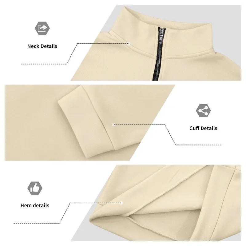 Men's Long-Sleeved Fleece Sweatshirt Suit Stand-up Collar Zipper American Men's Clothing Autumn Winter New 1/2pieces