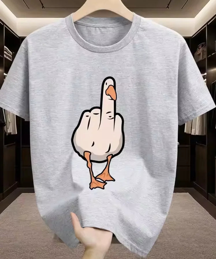 Men's Summer 100% Cotton High Quality Fashionable Casual Sports Loose Fun Pattern Printed Round Neck Short Sleeve T-shirt Top